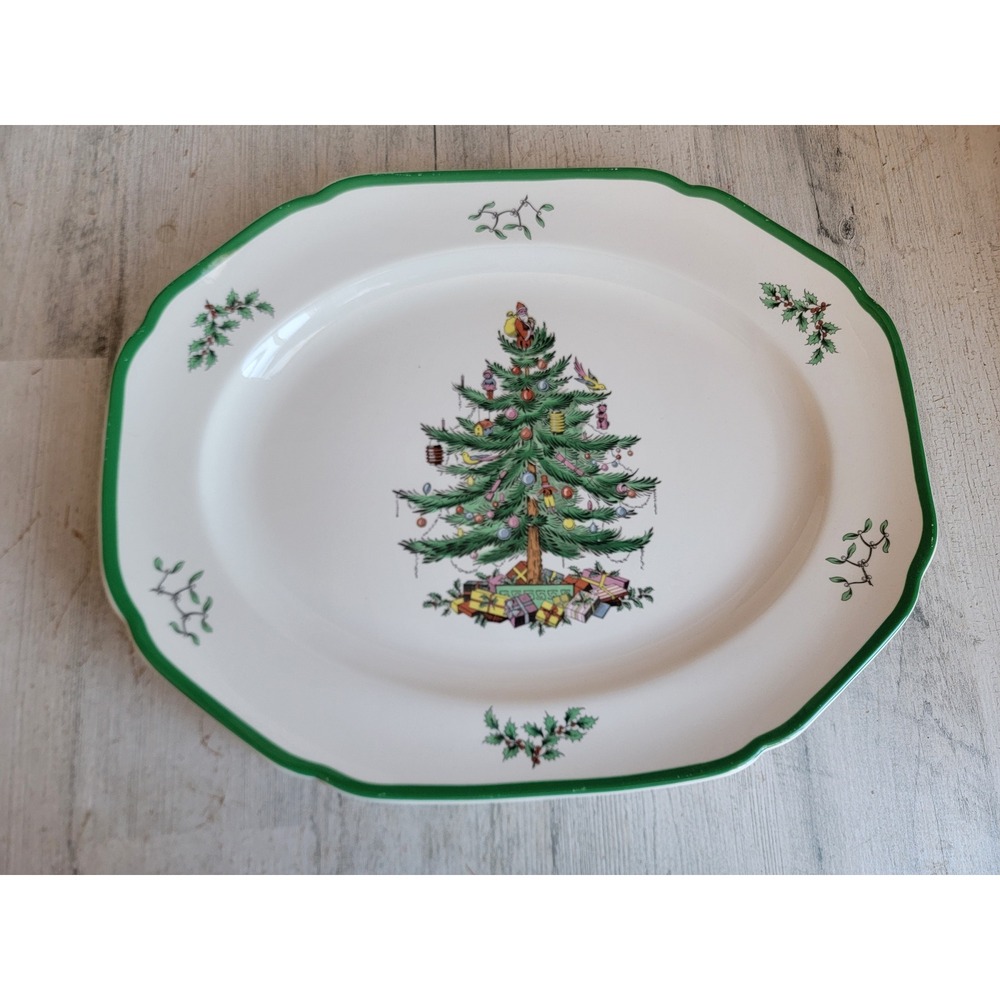 Spode porcelain‎ platter dish Xmas tree home collection England vintage